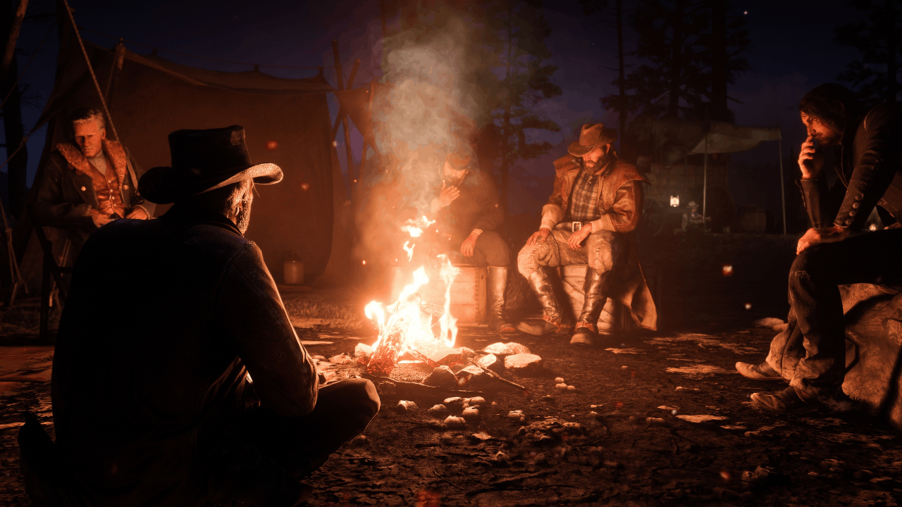RDR2 characters camping