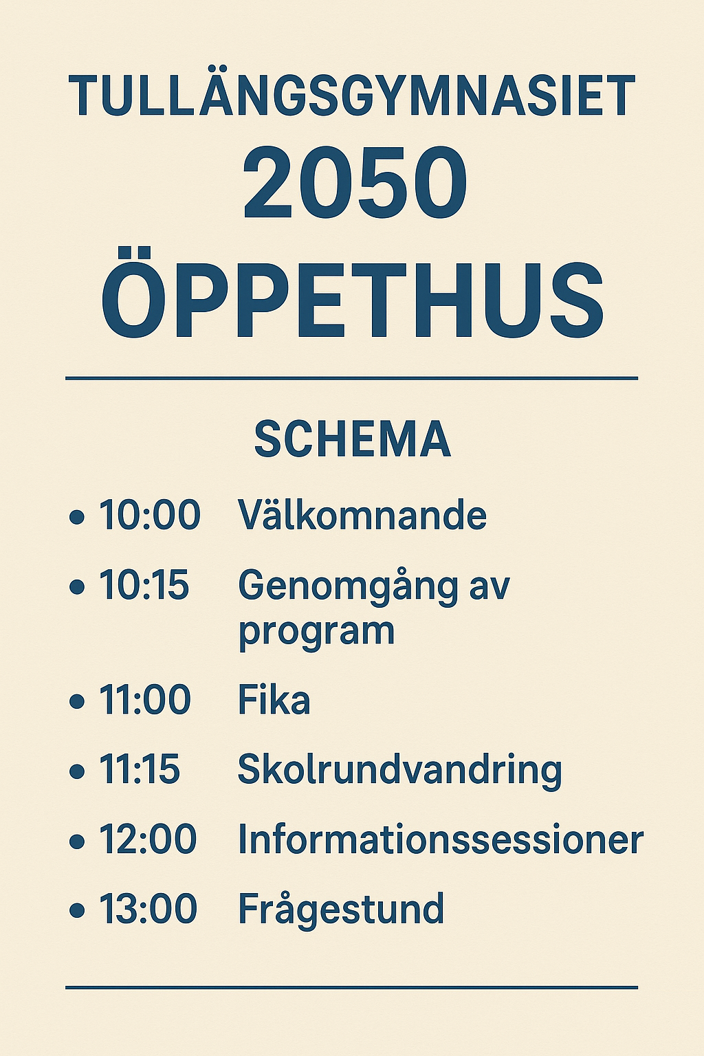 Evenemang på Tullängsgymnasiet