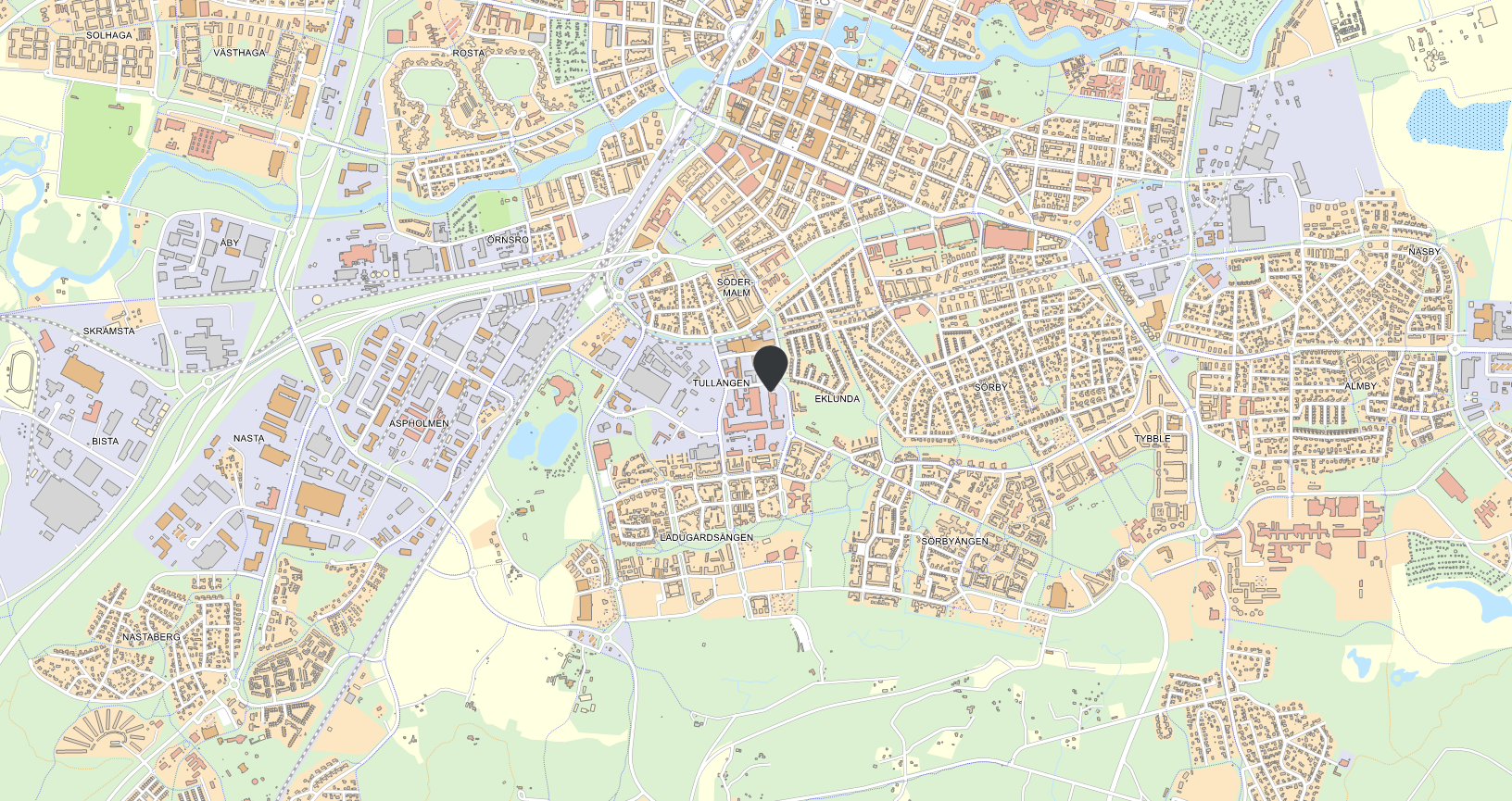 Karta till Tullängsgymnasiet